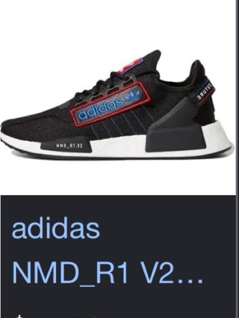 adidas Kids Black Sneakers with Blue Logo and Red Trim